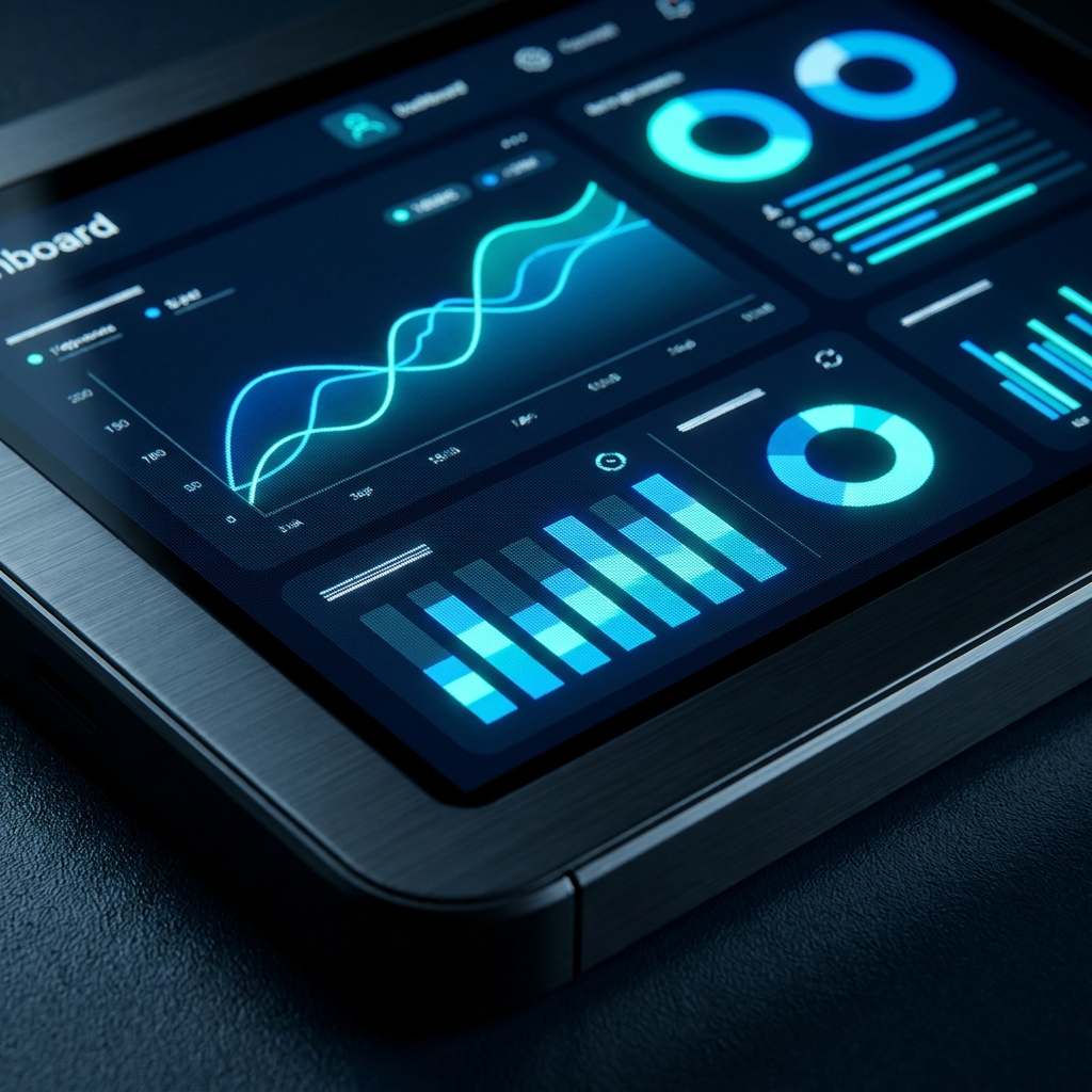 A digital analytics dashboard with charts and performance indicators